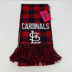 St. Louis Cardinals FOCO MLB Scarf Red Buffalo Plaid Knit Fringe‎ Winter Fan NWT